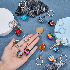 10Pcs 10 Style Luminous Universe Planet Theme Alloy Keychain&nbsp;KEYC-HY0001-13