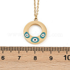 304 Stainless Steel Enamel Evil Eye Ring Pendant Necklaces for Women&nbsp;NJEW-G176-04G