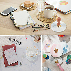 2Pcs 2 Styles Marble Pattern Porcelain Cup Coasters&nbsp;AJEW-CP0009-18A