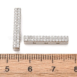 Brass Micro Pave Clear Cubic Zirconia Rectangle Spacer Bars&nbsp;CU-H003-02P