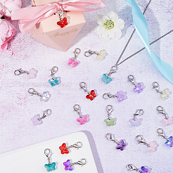 96Pcs 12 Colors Butterfly Glass Pendants&nbsp;HJEW-HS00002