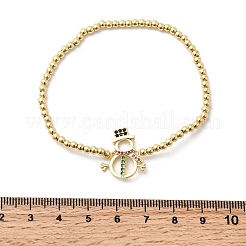 Christmas Brass Micro Pave Cubic Zirconia Link Bracelets&nbsp;LS-BJEW-K289-01A-G