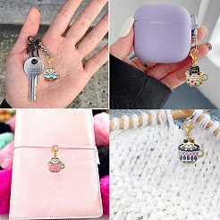 24Pcs 6 Styles Printed Alloy Enamel Pendant Decorations&nbsp;HJEW-YW00247