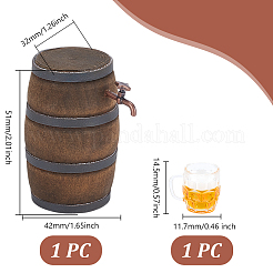 3Pcs 2 Styles Wooden Wine Barrel Miniature Ornaments&nbsp;AJEW-GA0008-25