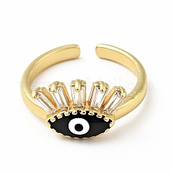 Enamel Horse Eye Open Cuff Ring with Clear Cubic Zirconia&nbsp;RJEW-A008-01G