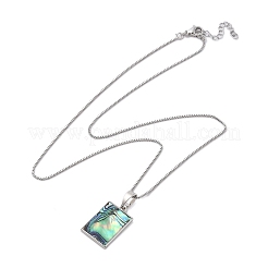 Rack Plating Natural Paua Shell Pendants Necklace&nbsp;NJEW-B104-01D-01P
