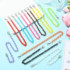 10Pcs 10 Colors Acrylic Cable Chain Cap Chains&nbsp;HJEW-CJ00006