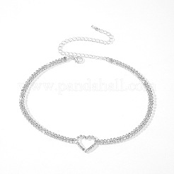 Heart Alloy Full Crystal Rhinestone Link Chain Choker Necklaces for Women&nbsp;FS-WGC99F9-01