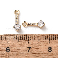 Brass Micro Pave Clear Cubic Zirconia Charms&nbsp;KK-C253-07G