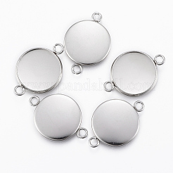 Non-Tarnish 304 Stainless Steel Cabochon Connector Settings&nbsp;X-STAS-E146-19P-16mm