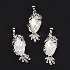Eco-Friendly Rack Plating Brass Natural White Shell Pendants&nbsp;SSHEL-M020-01P-05