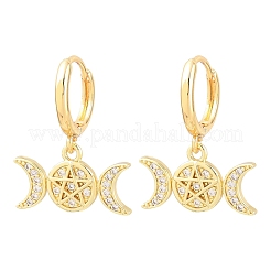 Brass Micro Pave Cubic Zirconia Hoop Dangle Earrings&nbsp;EJEW-G471-52G