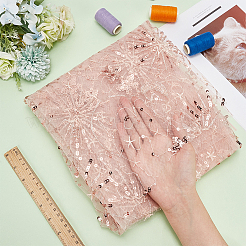 Star Moon Pattern Embroidered Polyester Mesh Fabrics&nbsp;DIY-WH0430-384B