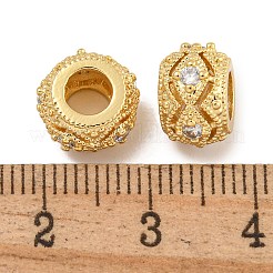 Rack Plating Brass Micro Pave Clear Cubic Zirconia Beads&nbsp;KK-U030-17G