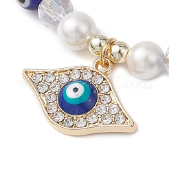 Round Shell Pearl & Natural Dyed Blue Malaysia Jade  Braided Bead Bracelets&nbsp;BJEW-JB10718-01