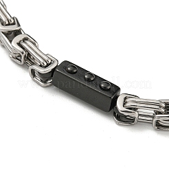 Two Tone 201 Stainless Steel Rectangle & Byzantine Chain Bracelet&nbsp;BJEW-B078-40BP