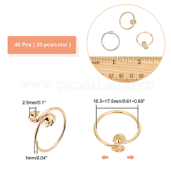 40Pcs 2 Colors Brass Finger Ring Rhinestone Settings&nbsp;KK-AR0002-12