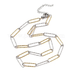 5MM Duo Tone 304 Stainless Steel Textured Paperclip Chain Necklaces for Women Men&nbsp;SA-CBA37BC-20GP