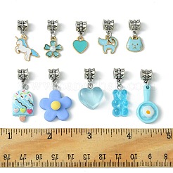 10Pcs 10 Styles Alloy Enamel & Resin European Dangle Charms&nbsp;PALLOY-FZ00006