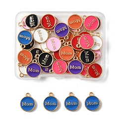 40Pcs 8 Colors Mother's Day Alloy Enamel Charms&nbsp;ENAM-FP0001-91