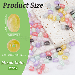 130Pcs Two Tone Resin UV Reactive Beads&nbsp;RESI-PA0001-49