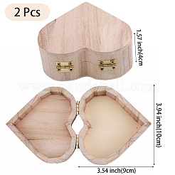 2Pcs Heart Wood Jewelry Storage Boxes&nbsp;OBOX-DJ0001-04