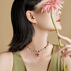 3Pcs 3 Colors Plastic & Alloy Star Pendant Necklaces with CCB Beaded Chains&nbsp;NJEW-FI0001-34
