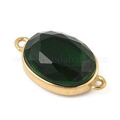 304 Stainless Steel Cubic Zirconia Oval Connector Charms&nbsp;STAS-P380-78G-03