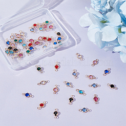 54Pcs 9 Colors Brass Rhinestone Connector Charms&nbsp;RB-HY0003-47