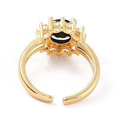 Cubic Zirconia Flat Round Open Cuff Ring&nbsp;RJEW-C024-09G