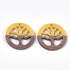Resin & Walnut Wood Pendants&nbsp;RESI-S358-37B
