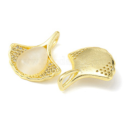 Rack Plating Brass Pave Cubic Zirconia with Cat Eye Pendants&nbsp;KK-G464-14G