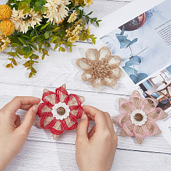 12Pcs 3 Style Braided Jute Flower Ornament Accessories&nbsp;DIY-GF0006-35