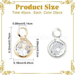 40Pcs 2 Colors Brass Micro Pave Cubic Zirconia Charms&nbsp;FIND-YW0009-55