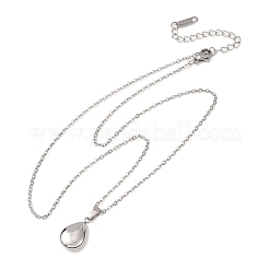 304 Stainless Steel Teardrop Pendant Cable Chain Necklaces for Men Women&nbsp;NJEW-K308-02B-P