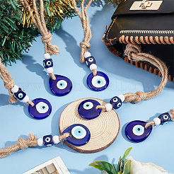 6Pcs Handmade Lampwork Evil Eye Pendants Decoration&nbsp;HJEW-PH0001-53