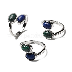 Natural Malachite & Lapis Lazuli Finger Rings&nbsp;RJEW-A068-02P-01