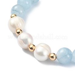 Natural Quartz & Pearl Beaded Stretch Bracelet for Women&nbsp;BJEW-JB09384-04