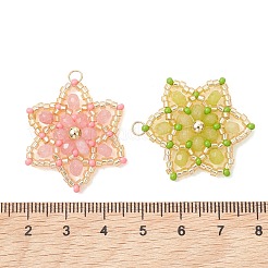 Glass Seed Beaded & Dyed Natural Malaysia Jade Pendants&nbsp;PALLOY-MZ01291