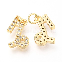 Brass Micro Pave Clear Cubic Zirconia Charms&nbsp;ZIRC-O036-30G-C