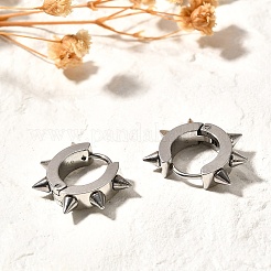 Tarnish Resistant 201 Stainless Steel Spike Hoop Earrings with 304 Stainless Steel Pins&nbsp;EJEW-A098-04P