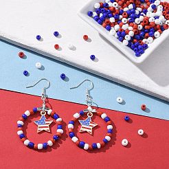 300G 6500pcs 3 Colors Independence Day Glass Seed Beads&nbsp;X1-SEED-LS0001-01