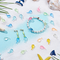 70Pcs 7 Colors Luminous Transparent Resin Shark Ornaments&nbsp;DJEW-SC0001-23
