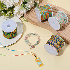 4 Rolls 4 Colors Segment Dyed Nylon Braided Cord with Gold Thread&nbsp;WCOR-SC0001-02A
