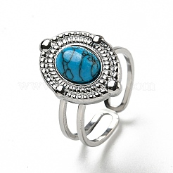 Oval 304 Stainless Steel Open Cuff Rings&nbsp;STAS-Z060-12P