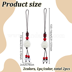 2Pcs 2 Colors Imitation Bodhi Resin Lotus Mobile Straps&nbsp;AJEW-FG0006-09