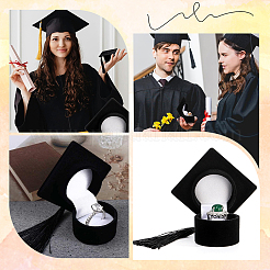 4Pcs Doctoral Hat Shaped Velvet Jewelry Ring Storage Boxes&nbsp;CON-SC0001-18A