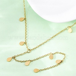 304 Stainless Steel Teardrop Tassel Y Necklaces&nbsp;NJEW-R026-24G