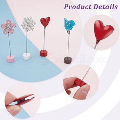 4Pcs 4 Styles Bird/Flower/Heart/Snowflake Stainless Steel Name Card Holder&nbsp;AJEW-OC0004-59