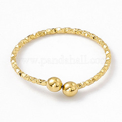 Ion Plating(IP) 304 Stainless Steel Round Ball Open Cuff Ring for Women&nbsp;RJEW-G275-01G